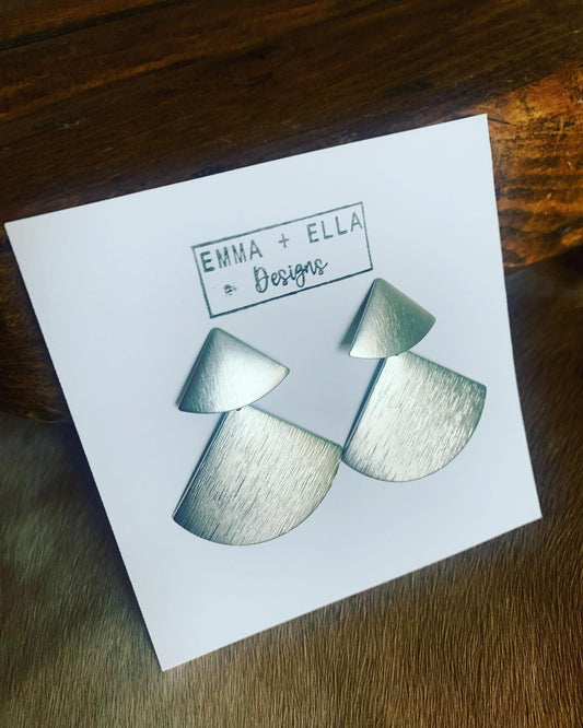 SILVER FAN EARRINGS