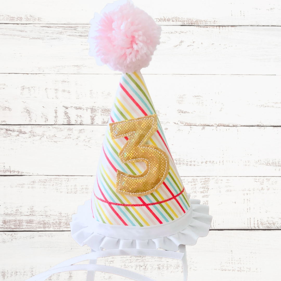 BIRTHDAY PARTY HAT WITH INTERCHANGEABLE NUMBERS