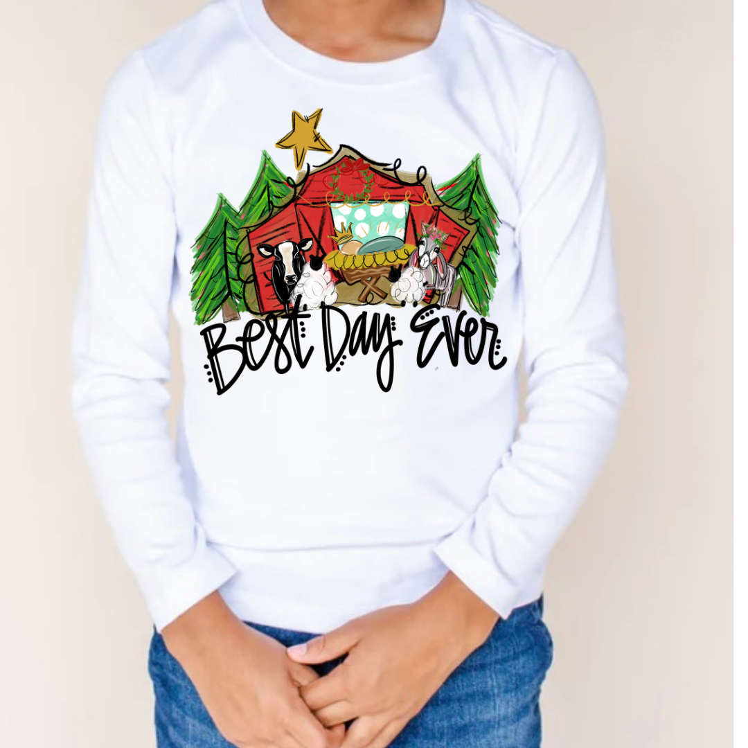 NATIVITY BEST DAY EVER TEE SHORT SLEEVE/LONG SLEEVE